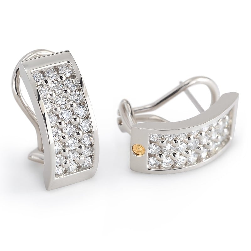 three row paragon pave diamond earrings