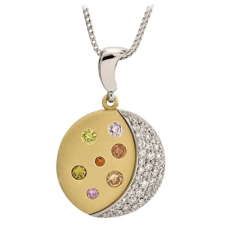 Fusion Natural Fancy Color Diamond Pendant Natural fancy color diamond pendant featuring multicolored gemstones and white gold accents, representing luxury jewelry from Coffin & Trout Fine Jewelers.