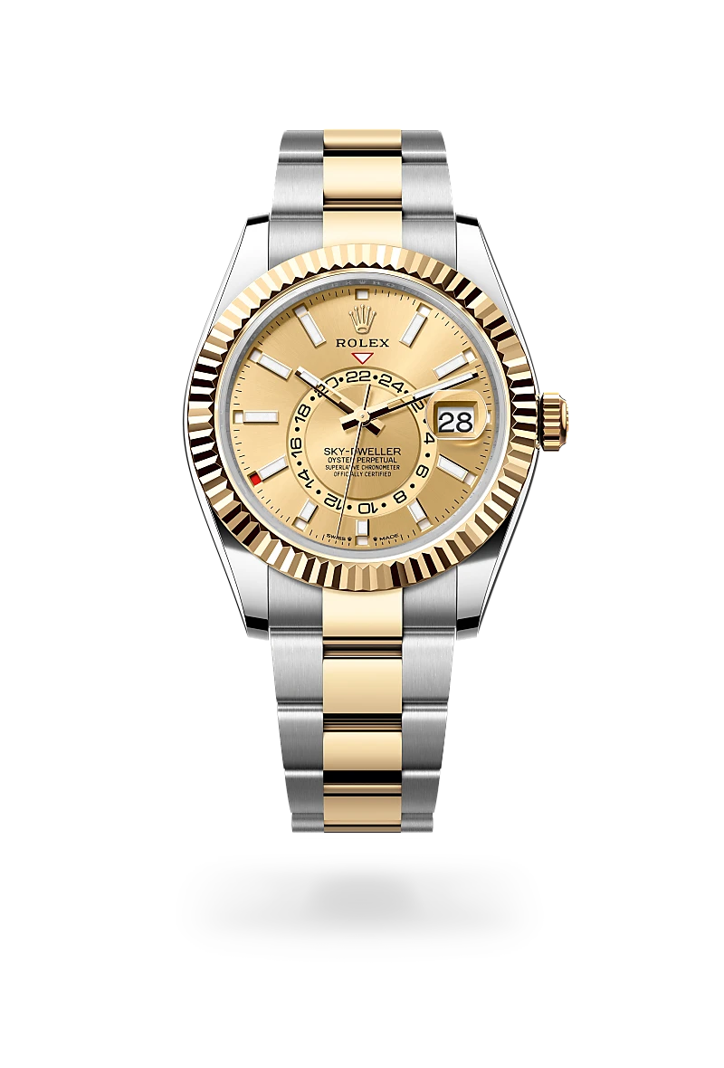 m336933-0001_drp-upright-bba-with-shadow Sky-Dweller Yellow Rolesor - combination of Oystersteel and yellow gold M336933-0001