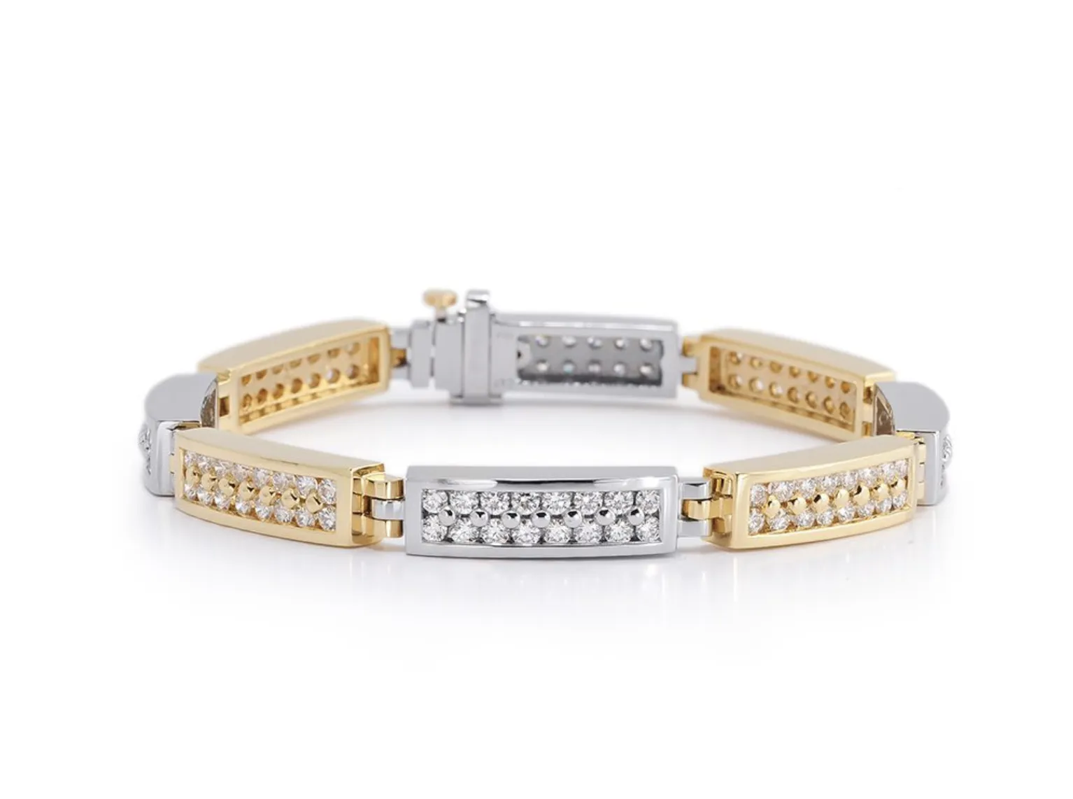 Two Row Paragon Pave Diamond Two-Tone Bracelet