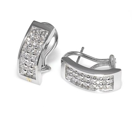 Three Row Paragon Pave Diamond Earrings