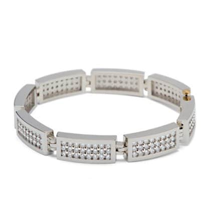 Three Row Paragon Pave Diamond Link Bracelet