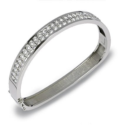 Two Row Paragon Pave Diamond Bangle Bracelet