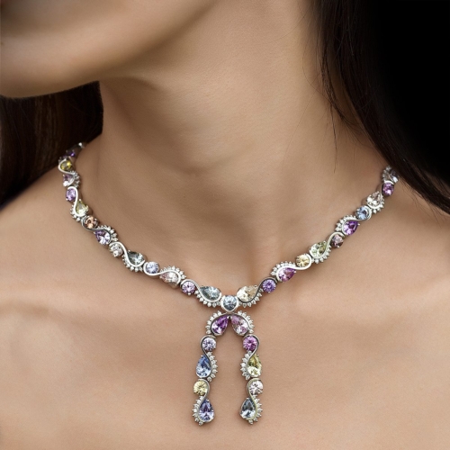 Masterpiece Multi-Colored Unheated Natural Sapphire Necklace