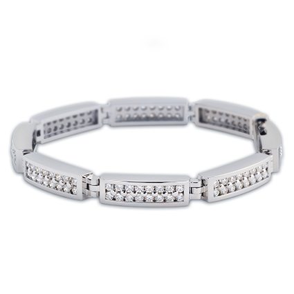 Two Row Paragon Pave Diamond Link Bracelet