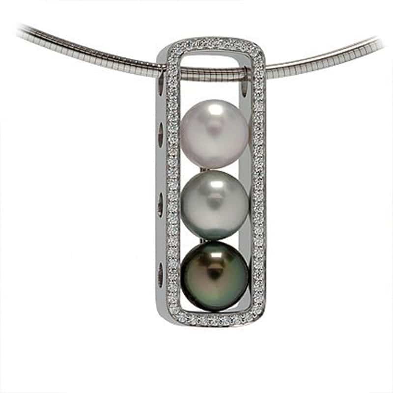 Escapade 3 Pearl Diamond and Palladium Pendant