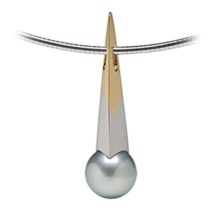 Fusion Tahitian Pearl Yellow Gold and Palladuim Pendant