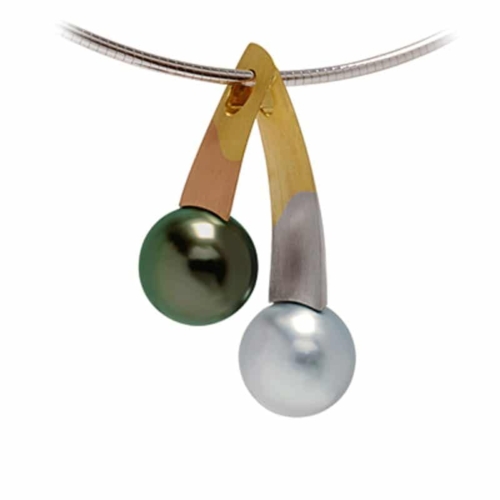 Fusion Two Pearl Gold and Palladium Pendant