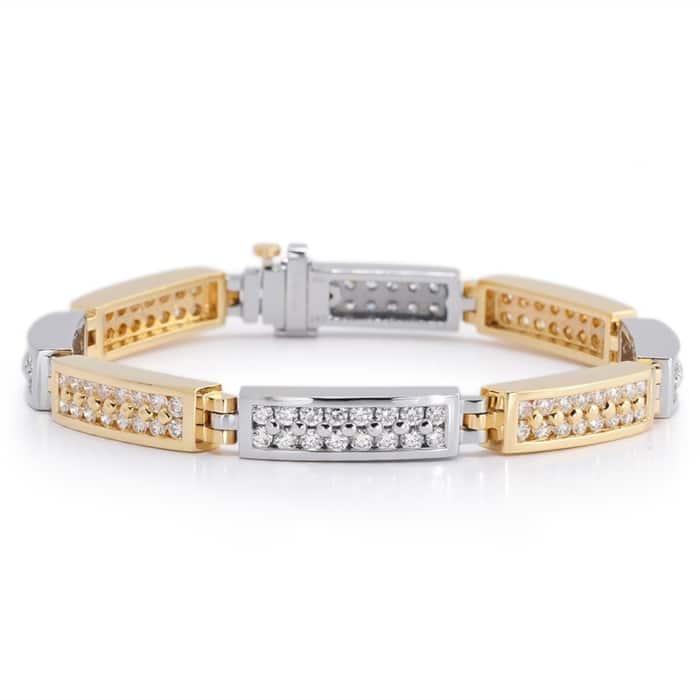 Two Row Paragon Pave Diamond Two-Tone Bracelet