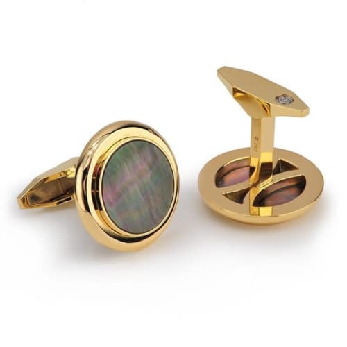 Black Mother-of-Pearl Men's Yellow Gold Cufflinks