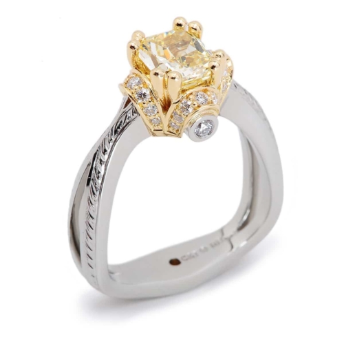 Evolve Yellow Diamond Split Band Engagement Ring