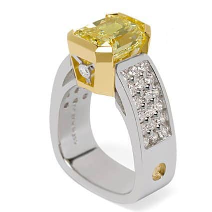 Paragon Yellow Radiant Cut Diamond Platinum Ring