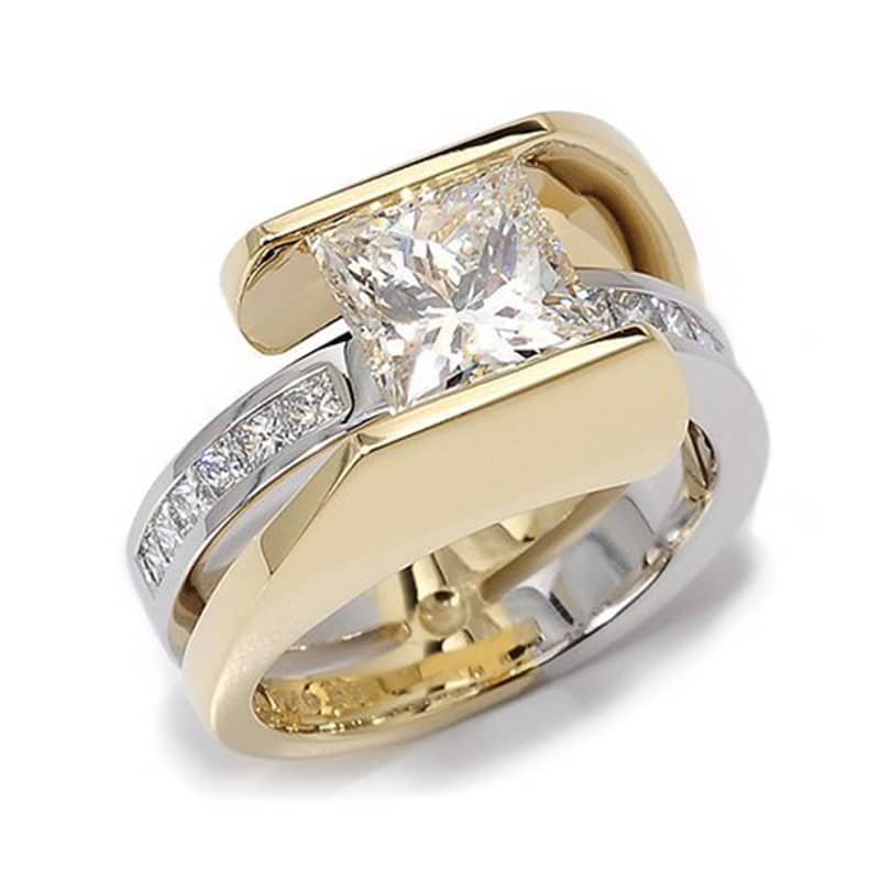 Nautilus Princess Cut Diamond Two-Tone Ring