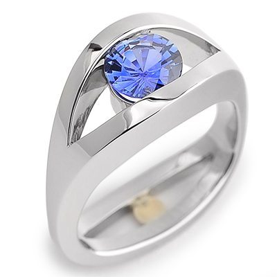 Navette Blue Sapphire White Gold Ring