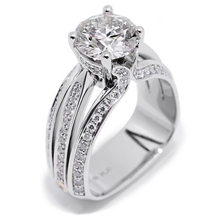 Flora Round Brilliant Cut Diamond Platinum Engagement Ring