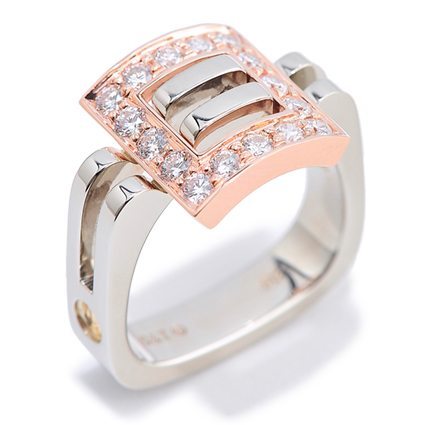 White and Rose Gold Buckle Ring