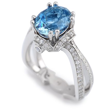 Evolve Aquamarine and Diamond White Gold Fashion Ring