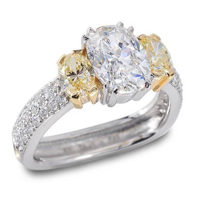 Classique Oval Diamond 3 Stone Platinum Ring