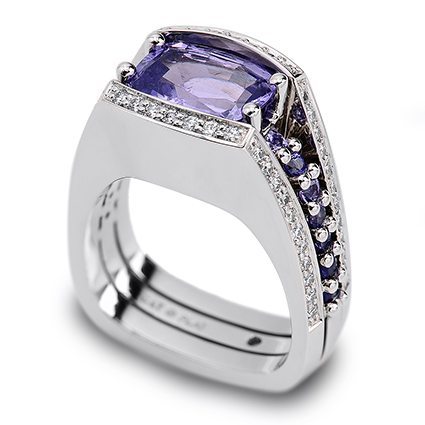 Interlude Lavender Spinel and Diamond Platinum Ring