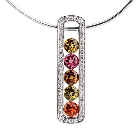 Escapade Multi-colored Garnet and Diamond Pendant