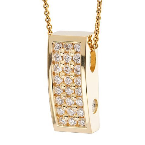 Three Row Paragon Pave Yellow Gold Diamond Pendant