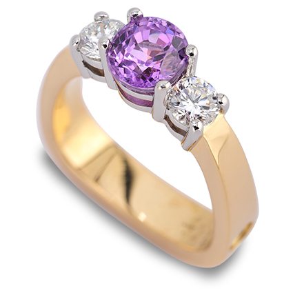 Classique Violet Sapphire and Diamond Yellow Gold and Platinum Ring