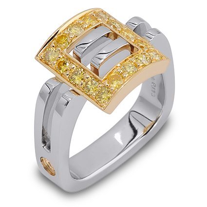 Fancy Yellow Diamond Buckle Ring