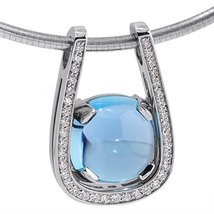 Interlace Aquamarine and Diamond White Gold Pendant