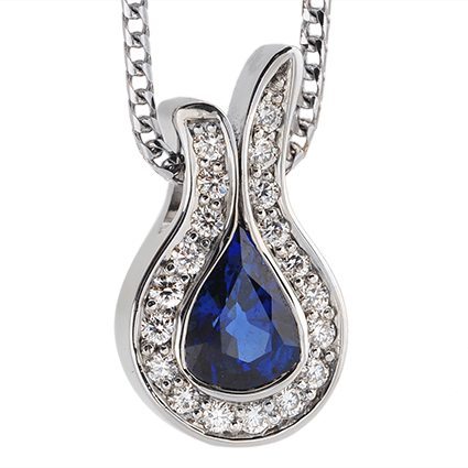 Interlace Blue Sapphire and Diamond White Gold Pendant