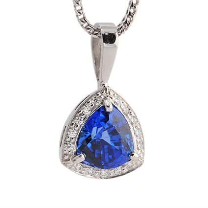 Romance Blue Sapphire and Diamond Platinum Pendant