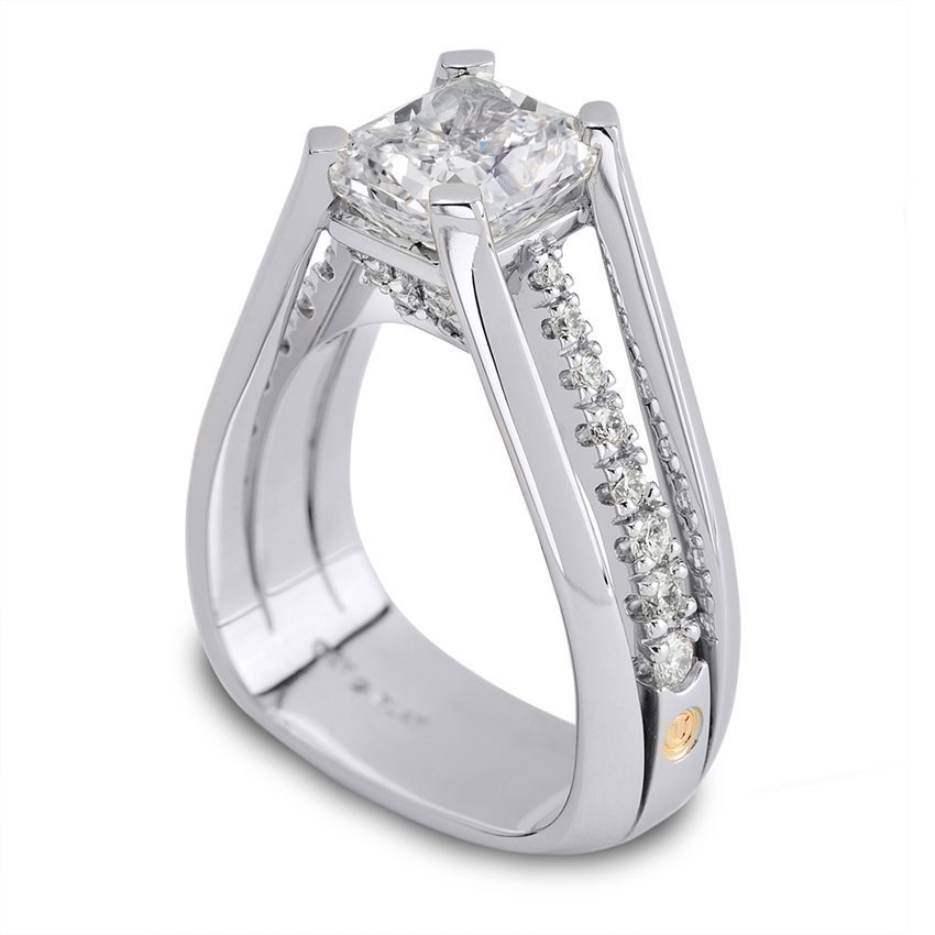 Deco Radiant Cut Diamond and Platinum Engagement Ring