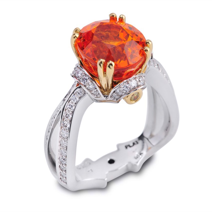 Evolve Spessartite Garnet and Diamond Fashion Ring