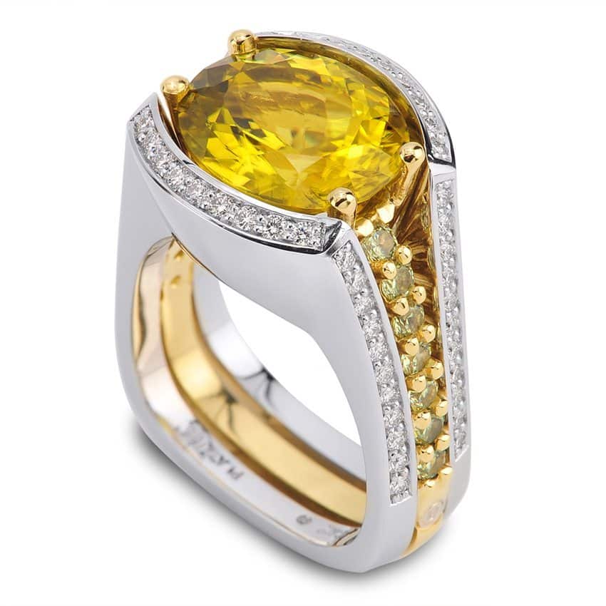 Interlude Yellow Tourmaline and Diamond Fashion Ring