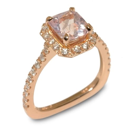 Empress Pink Sapphire and Diamond Halo Rose Gold Engagement Ring