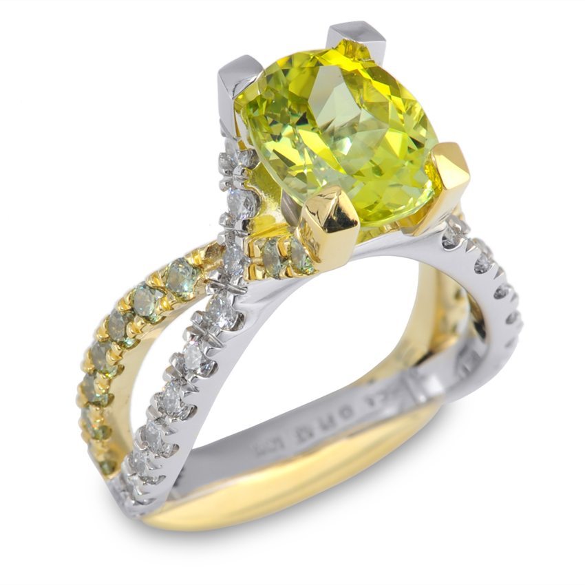 Interlace Oval Tourmaline and Diamond Fashion Ring