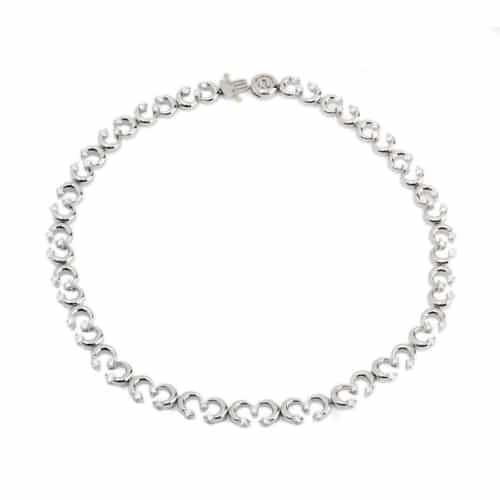 Coterie Round Brilliant Cut Diamond Riviera White Gold Necklace
