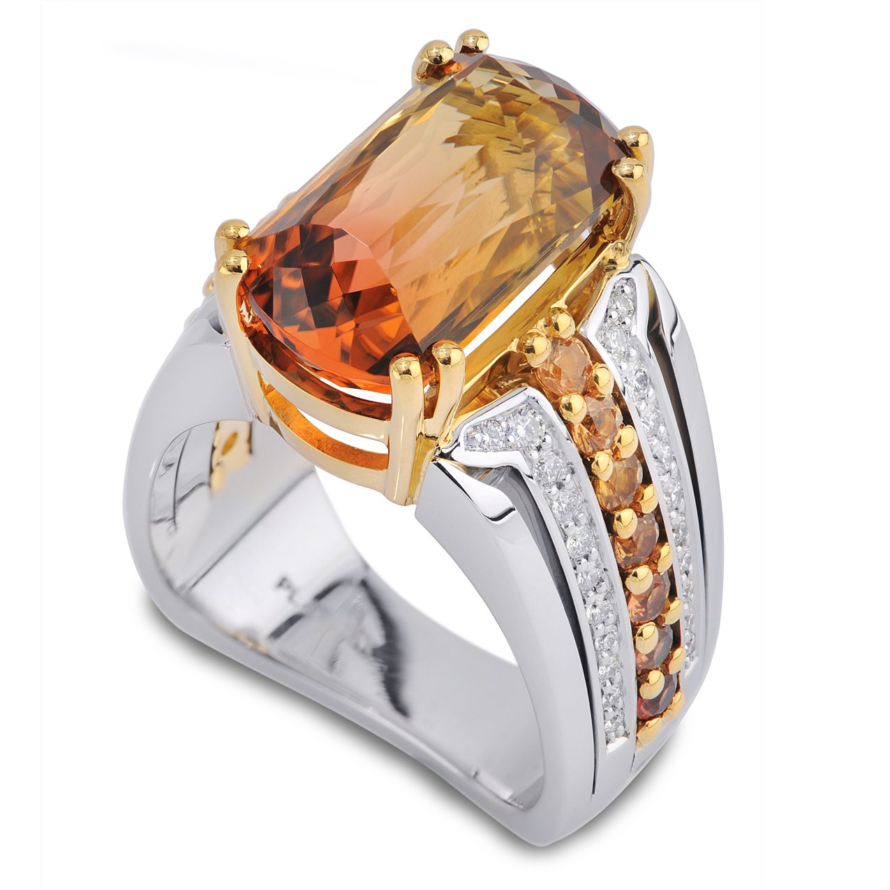 Deco Bi-Color Tourmaline and Diamond Fashion Ring