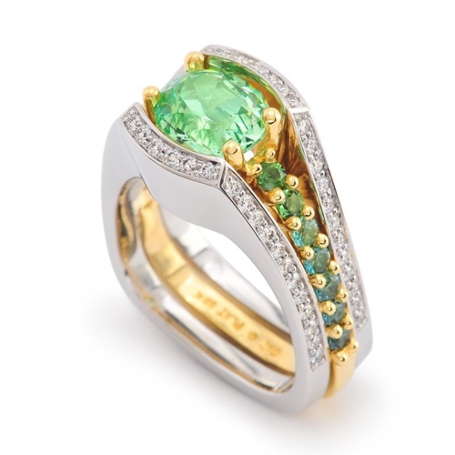 Interlude Mint Tsavorite Garnet and Diamond Fashion Ring