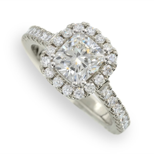 Empress Cushion Cut Diamond Halo Enagement Ring in White Gold