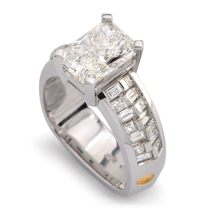 Crescendo Radiant Cut Diamond and Platinum Bridal Ring