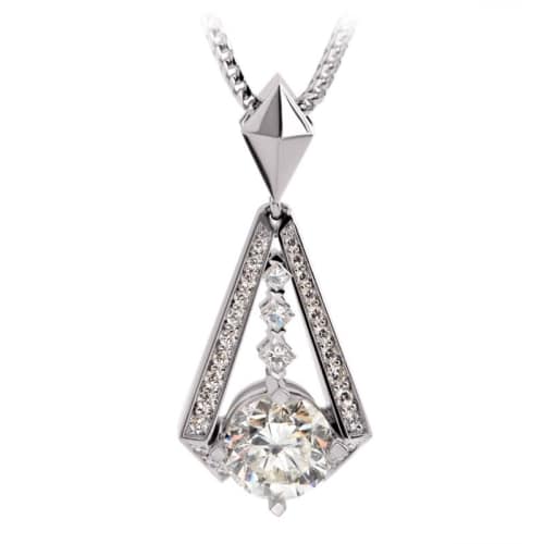 Deco Round Brilliant Cut Diamond Fashion Necklace