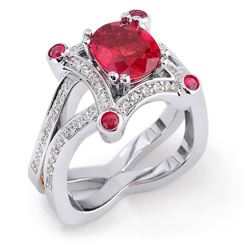 Evolve Orange Red Sapphire and Diamond Fashion Ring
