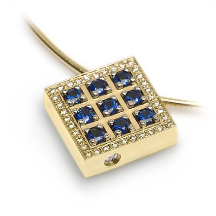 Flora Blue Sapphire and Diamond Yellow Gold Pendant