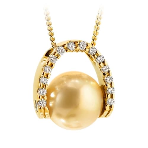 Axis Golden South Sea Pearl and Diamond Yellow Gold Pendant