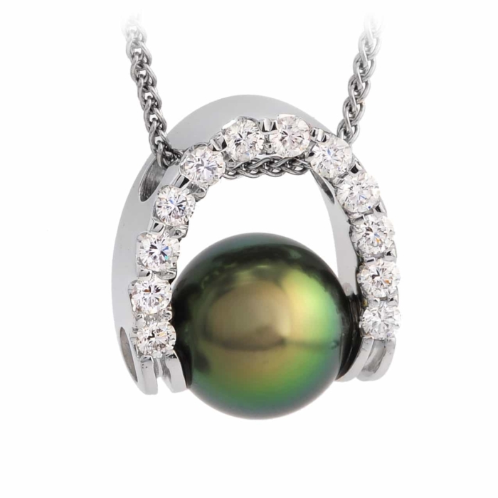 Axis Tahitian Pearl and Diamond Palladium Pendant