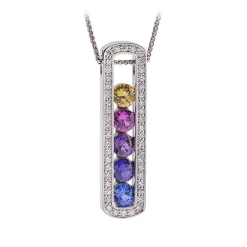 Escapade Multi-colored Sapphire and Diamond Pendant