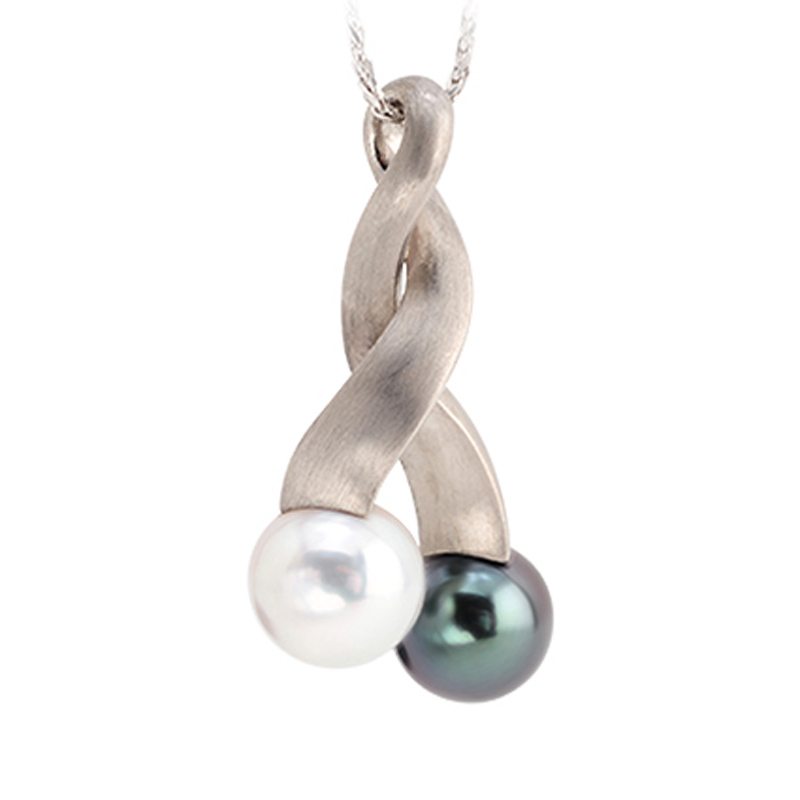 Fusion Two Pearl Palladium Pendant