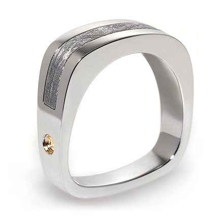 Men's Meteorite White Gold Wedding Band