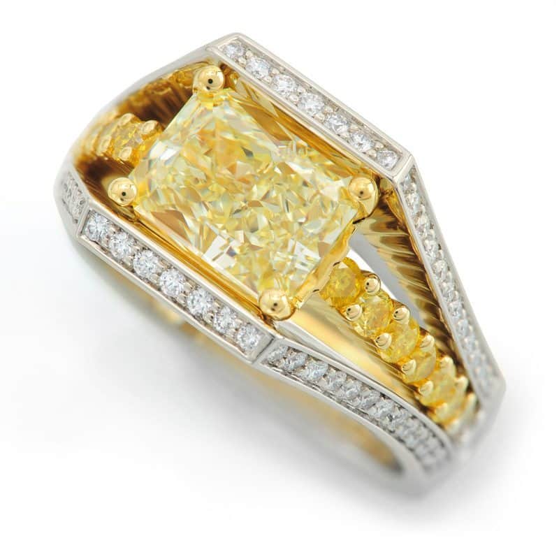 Interlude Yellow Radiant Cut Diamond Ring
