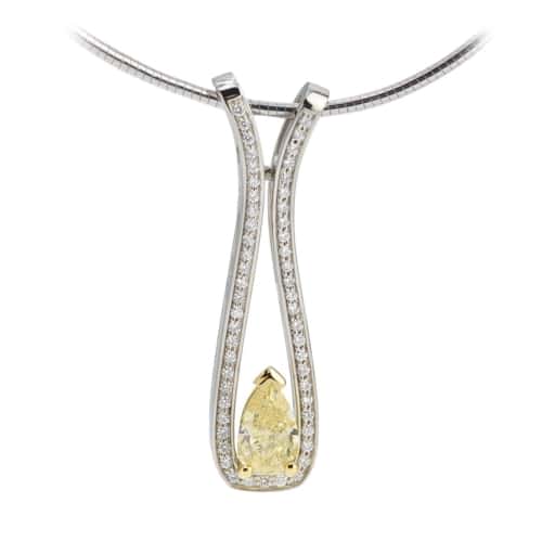 Interlace Yellow Diamond and White Gold Pendant